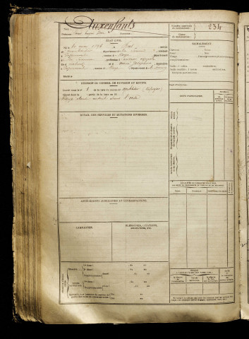 Auxenfants, Louis Eugène René, né le 10 mai 1896 à Bus-la-Mésière (Somme), classe 1916, matricule n° 234, Bureau de recrutement de Péronne