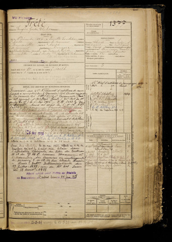 Frété, Eugène Gaston Charles, né le 09 décembre 1897 à Friville-Escarbotin (Somme), classe 1917, matricule n° 1377, Bureau de recrutement d'Abbeville