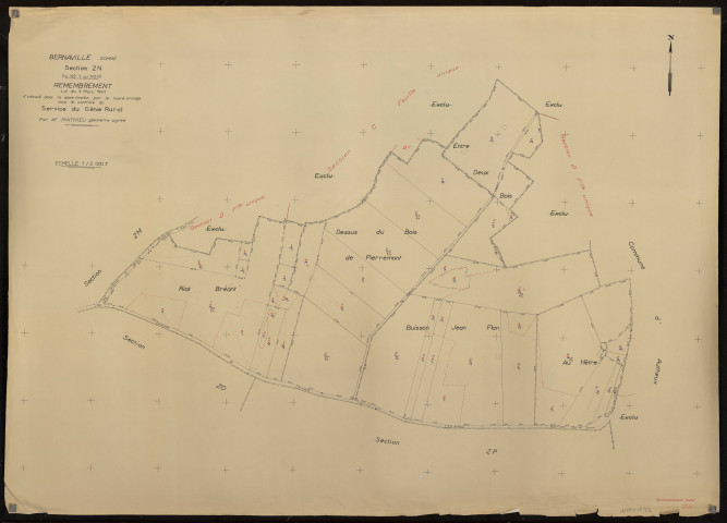 Plan du cadastre rénové - Bernaville : section ZN