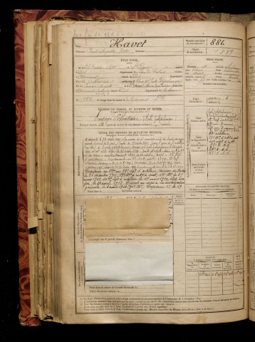 Havet, Paul Auguste Victor, né le 24 octobre 1870 à Saint-Omer (Pas-de-Calais), classe 1890, matricule n° 886, Bureau de recrutement d'Amiens