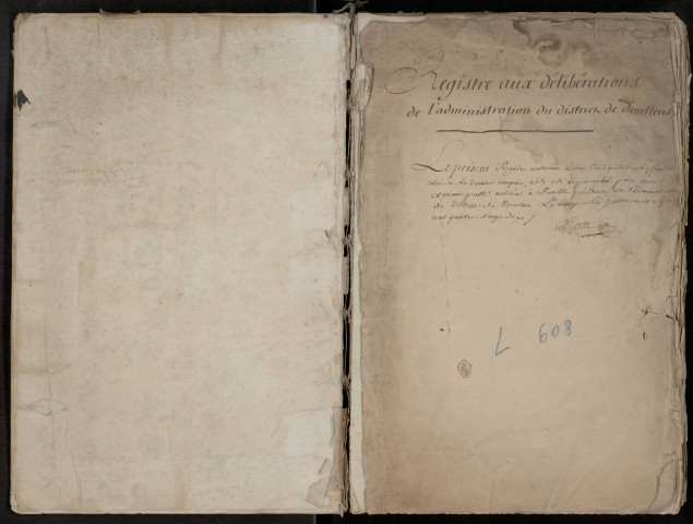 Délibérations de l’Administration du district de Doullens : 26 juillet 1790- 28 janvier 1795