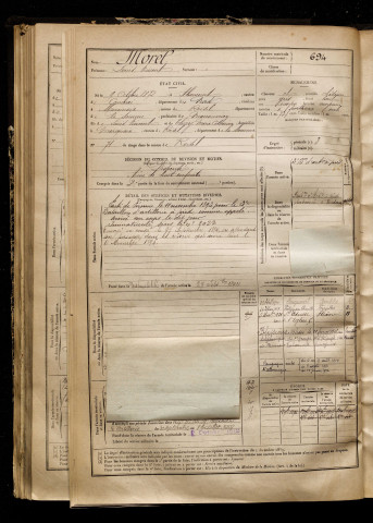 Morel, Louis Vincent, né le 09 octobre 1872 à Abancourt (Nord), classe 1892, matricule n° 694, Bureau de recrutement de Péronne