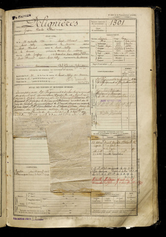 Delignières, Gaëtan Charles Florent, né le 26 septembre 1896 à Saint-Blimont (Somme), classe 1916, matricule n° 1301, Bureau de recrutement d'Abbeville