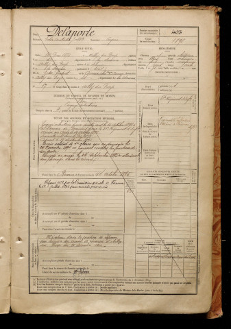 Delaporte, Victor Constantin Jean Baptiste, né le 16 mai 1872 à Ailly-sur-Noye (Somme), classe 1892, matricule n° 403, Bureau de recrutement de Péronne