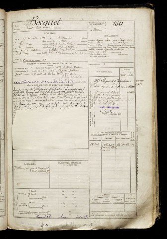 Bocquet, Ernest Paul Eugène, né le 17 novembre 1896 à Dunkerque (Nord), classe 1916, matricule n° 169, Bureau de recrutement d'Abbeville