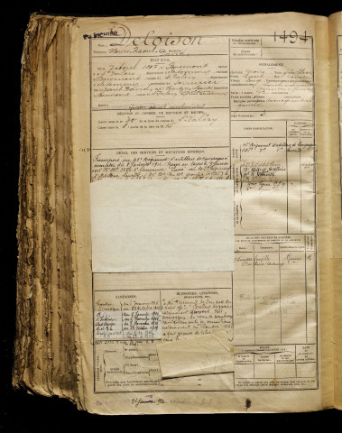 Deloison, Henri Raoul David, né le 07 avril 1897 à Boismont (Somme), classe 1917, matricule n° 1494, Bureau de recrutement d'Abbeville