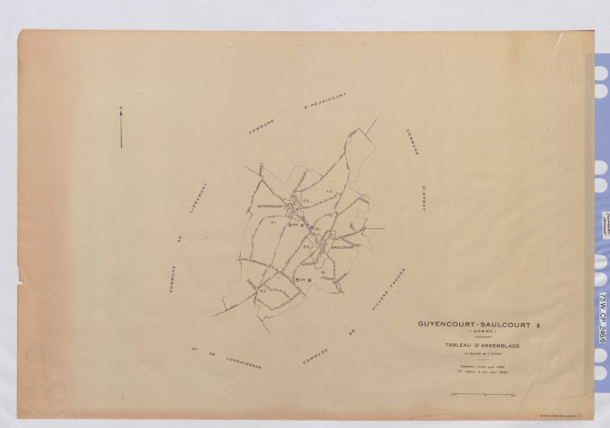 Plan du cadastre rénové - Guyencourt-Saulcourt : tableau d'assemblage (TA)