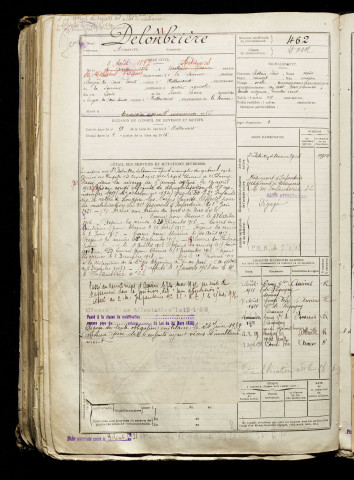 Deloubrière, Maurice, né le 03 août 1896 à Airaines (Somme), classe 1916, matricule n° 462, Bureau de recrutement d'Abbeville