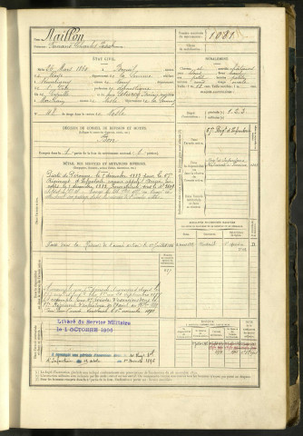 Naillon, Fernand Charles Pascal, né le 26 mars 1860 à Breuil (Somme, France), classe 1880, matricule n° 1081, Bureau de recrutement de Péronne