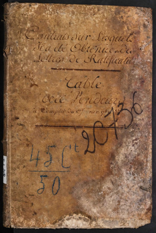 Tables des contrats ratifiés du bureau d’Amiens pour la période 1781-1788