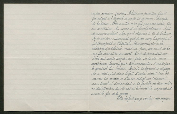 Témoignage de Brasseur, Jules (Maréchal des logis) et correspondance avec Jacques Péricard