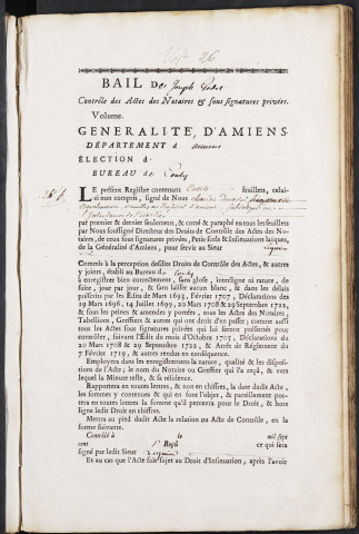 Contrôle des actes du bureau de Conty pour la période du 4 septembre 1753 au 7 mars 1756