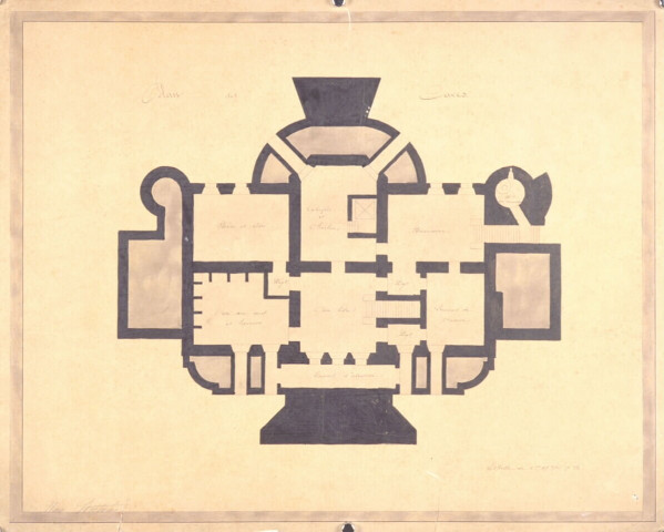 Château de Mme Veuve-Saint : plan des caves dressé par l'architecte Paul Delefortrie