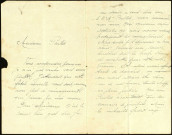 Lettre adressée à Madame Pailler par L. Péronnet, officier des équipages de la flotte, lieutenant à la 5e Compagnie 2e Régiment de marins, annonçant la mort du fusilier marin Jean-Marie Pailler