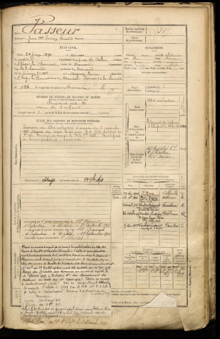 Vasseur, Jean Baptiste Firmin Fernand, né le 24 juin 1874 à Arras (Pas-de-Calais), classe 1894, matricule n° 385, Bureau de recrutement d'Abbeville