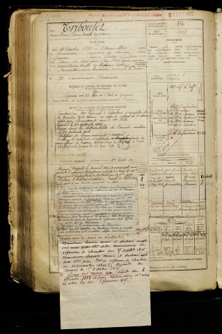 Triboulet, Henri Pierre Joseph Eugène, né le 17 octobre 1883 à Assainvillers (Somme), classe 1903, matricule n° 316, Bureau de recrutement de Péronne