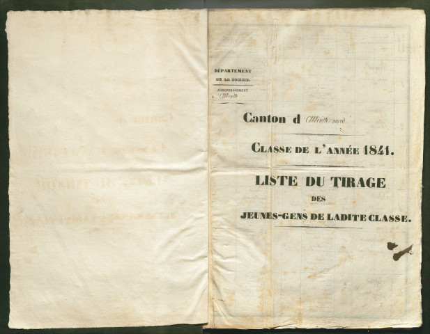 Tirage au sort (arrondissement d'Abbeville) de l'année 1841