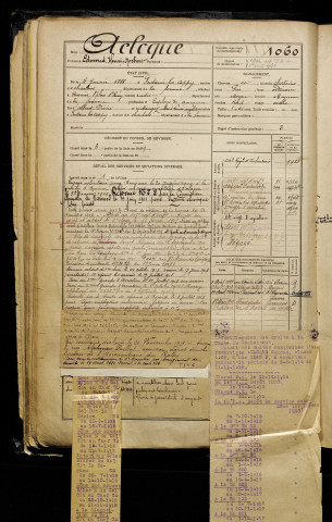 Acloque, Edmond Henri Norbert, né le 04 janvier 1888 à Fontaine-lès-Cappy (Somme), classe 1908, matricule n° 1060, Bureau de recrutement de Péronne