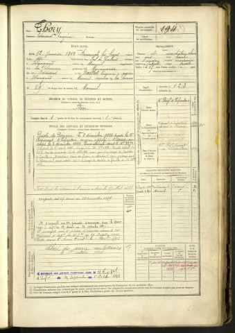 Thory, Edouard Eugène, né le 12 janvier 1862 à Beaumetz-les-Loges (Pas-de-Calais, France), classe 1882, matricule n° 194, Bureau de recrutement de Péronne