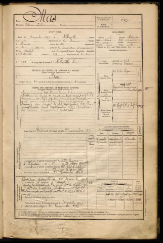 Mas, Adrien Paul, né le 06 novembre 1867 à Abbeville (Somme), classe 1887, matricule n° 1183, Bureau de recrutement d'Abbeville