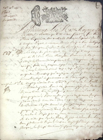 Etude de Me Adrien Dehen à Amiens (étude n°24). Minutes de l'année 1691