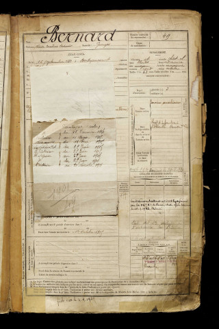 Bernard, Alcide Cornélius Clodomir, né le 16 septembre 1881 à Bertrancourt (Somme), classe 1901, matricule n° 49, Bureau de recrutement d'Abbeville