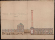 Dessin à l'aquarelle du Tissage de Messieurs Esnault-Pelterie Aîné & Cie à Renancourt (1890)