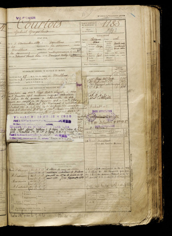 Courtois, Gabriel Georges Louis, né le 08 novembre 1899 à Doullens (Somme), classe 1919, matricule n° 1185, Bureau de recrutement d'Abbeville