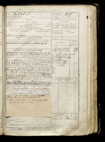 Loisel, Hippolyte, né le 22 décembre 1896 à Rue (Somme), classe 1916, matricule n° 837, Bureau de recrutement d'Abbeville