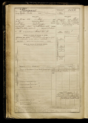 Plaisant, Augustin Charles, né le 26 mai 1882 à Albert (Somme), classe 1902, matricule n° 1066, Bureau de recrutement d'Amiens