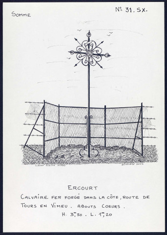 Ercourt : calvaire en fer forgé - (Reproduction interdite sans autorisation - © Claude Piette)