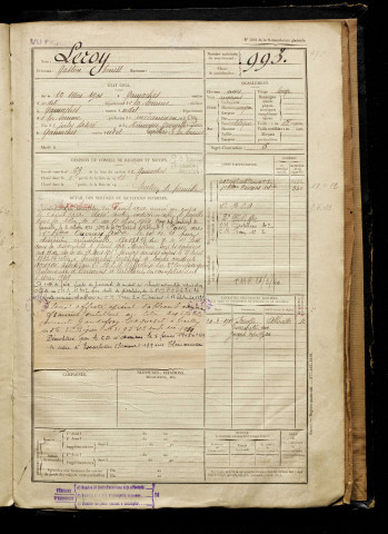 Leroy, Gaston Ernest, né le 19 mai 1901 à Gamaches (Somme), classe 1921, matricule n° 993, Bureau de recrutement d'Abbeville