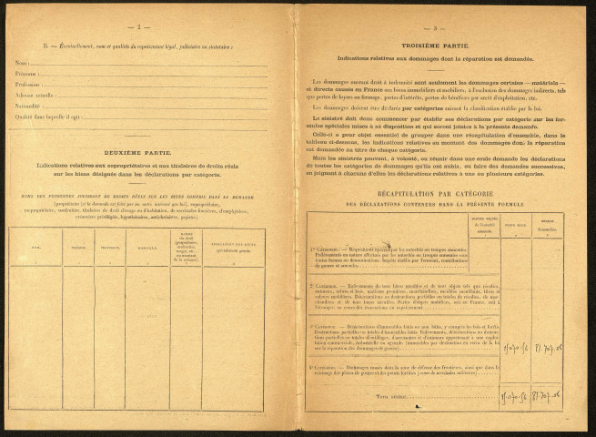 Bray-sur-Somme. Demande d'indemnisation des dommages de guerre : dossier Savoie-Turquet Hyancinthe