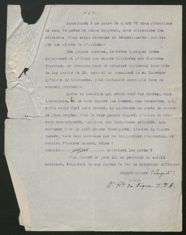 Témoignage de Gillet, Albert (Sergent) et correspondance avec Jacques Péricard