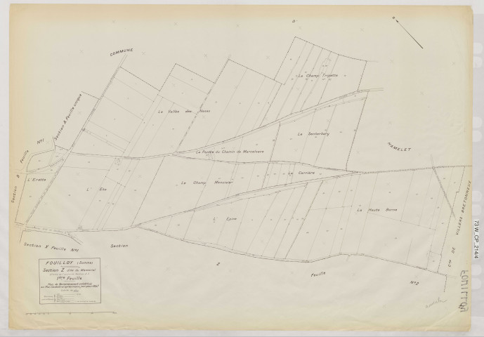 Plan du cadastre rénové - Fouilloy : section Z