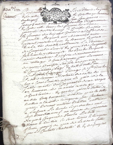 Etude de Me Jean Baptiste Fournier à Amiens (étude n°4). Minutes de l'année 1721