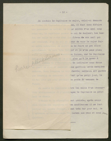 Témoignage de Leroux, Pierre Albert et correspondance avec Jacques Péricard