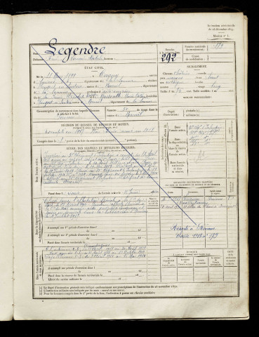 Legendre, René Léonard Adolphe, né le 11 mars 1898 à Cagny (Somme), classe 1918, matricule n° 179, Bureau de recrutement d'Amiens