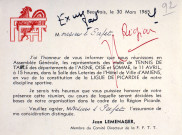 Carton d'invitation à l'assemblée générale de la ligue de tennis, adressé au préfet