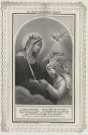 Image pieuse dentelle.Les désirs de la divine sagesse. La Vierge couronnant une jeune fille. Renouvellement des voeux du baptême