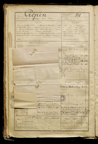 Crépin, Christophe Hippolyte, né le 24 juillet 1887 à Mareuil-Caubert (Somme), classe 1907, matricule n° 512, Bureau de recrutement d'Abbeville