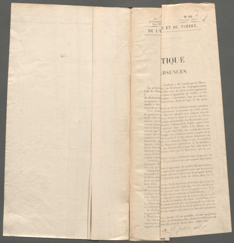 Table des successions et absences du bureau d'Ault