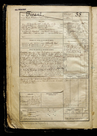 Fécant, René Théotime Victime, né le 28 novembre 1898 à Villers-sous-Ailly (Somme), classe 1918, matricule n° 38, Bureau de recrutement d'Abbeville