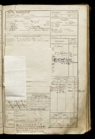Lemaire, Alfred Jean Baptiste, né le 04 mars 1894 à Maroeuil (Pas-de-Calais), classe 1914, matricule n° 1093, Bureau de recrutement de Péronne