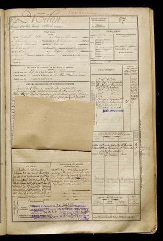 Milan, Anatole Emile Albert, né le 05 avril 1893 à Estrées-Mons (Somme), classe 1913, matricule n° 87, Bureau de recrutement de Péronne