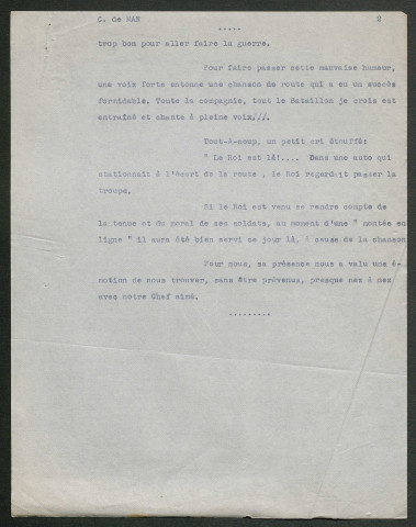 Témoignage de De Man, Charles et correspondance avec Jacques Péricard