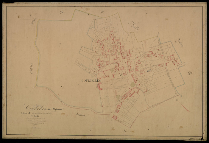 Plan du cadastre napoléonien - Courcelles-sous-Moyencourt (Courcelles) : Fraipuits (Le) ; Chef-lieu (Le), A2