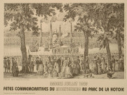 "Amiens, juillet 1989, fêtes commémoratives du bicentenaire de la Révolution au parc de la Hotoie", gravure offerte par Gilles De Robien, Député-Maire