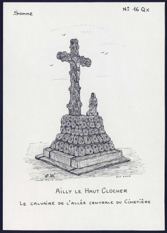 Ailly-le-Haut-Clocher : calvaire de l'allée centrale du cimetière - (Reproduction interdite sans autorisation - © Claude Piette)