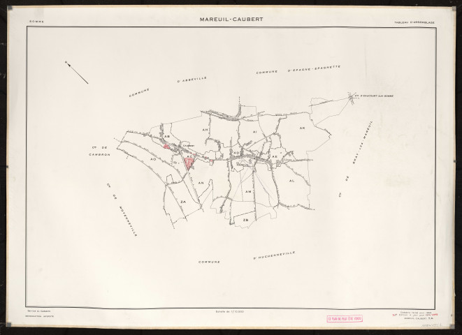 Plan du cadastre rénové - Mareuil-Caubert : tableau d'assemblage (TA)